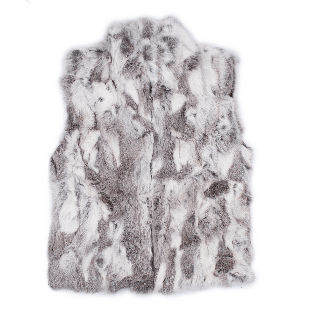 White and gray rabbit fur vest