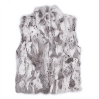 White and gray rabbit fur vest