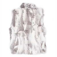 Back of a white and gray rabbit fur vest