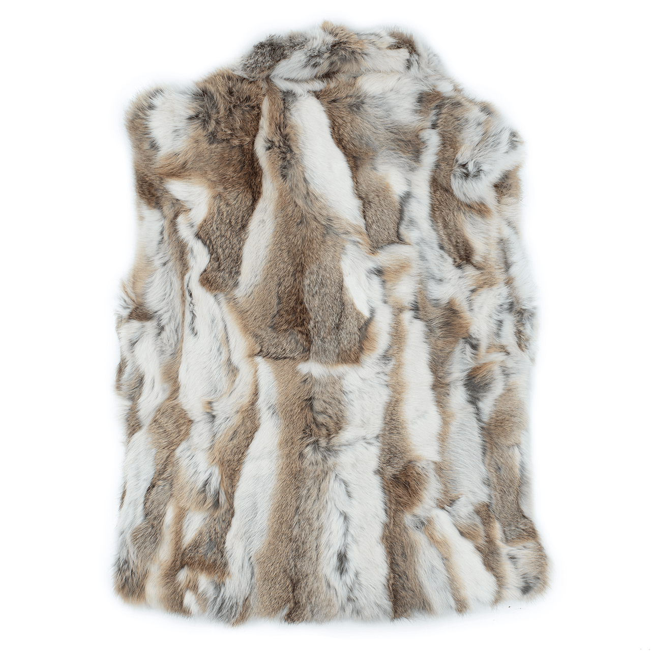 Back of white and light brown rabbit fur vest