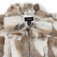 Collar of white and light brown rabbit fur vest