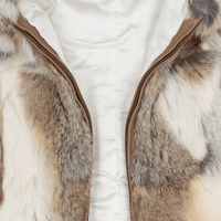 White and light brown rabbit fur vest zipper