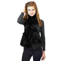 Long Hair Rabbit Fur Oversized Pull-Through black