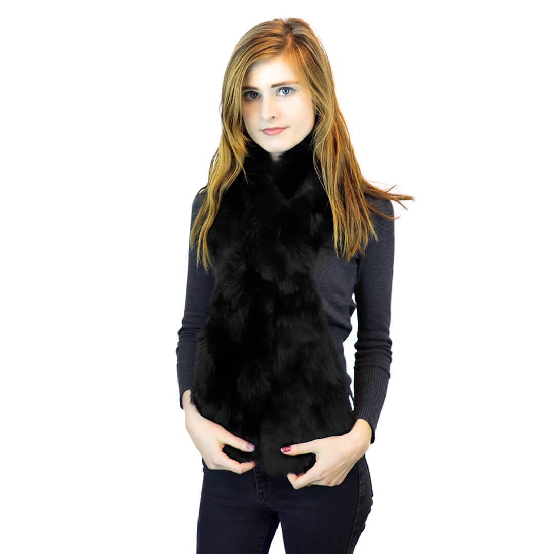 Long Hair Rabbit Fur Oversized Pull-Through black