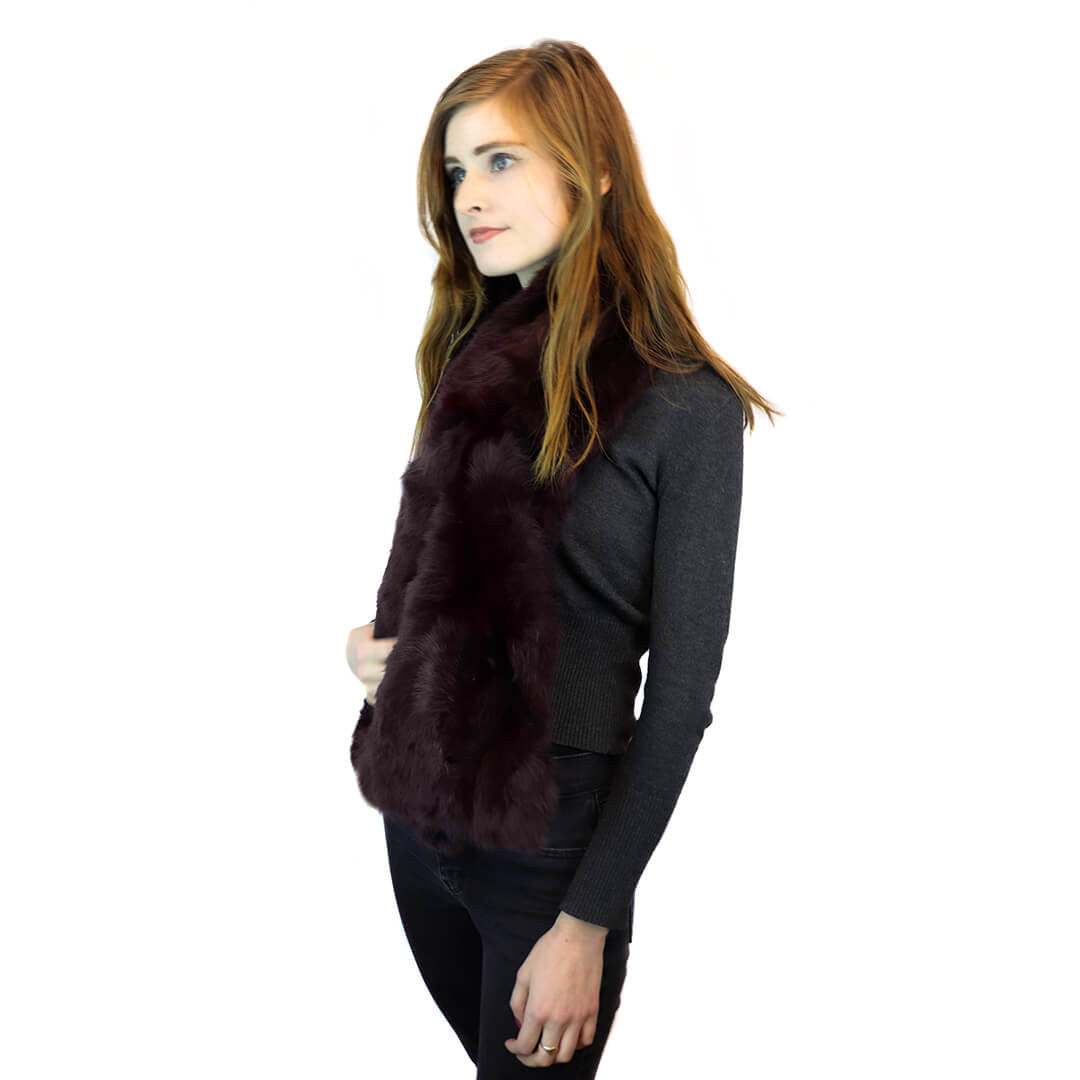 Long Hair Rabbit Fur Oversized Pull-Through wine