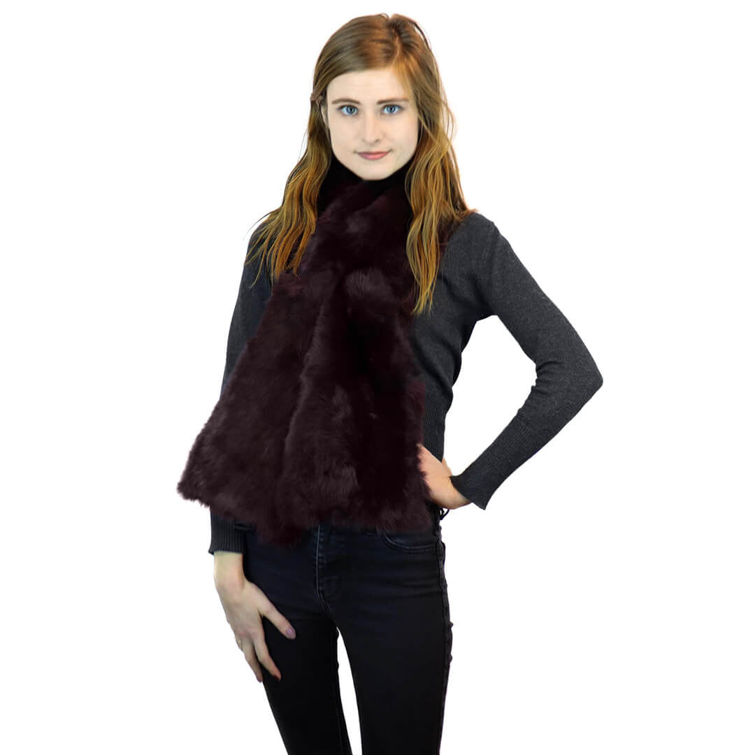 Long Hair Rabbit Fur Oversized Pull-Through wine