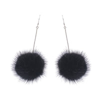 Black Mink Pom Earrings