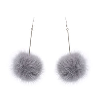 Grey mink pom dangle earrings