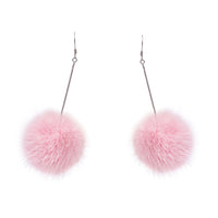 Pink mink pom dangle earrings