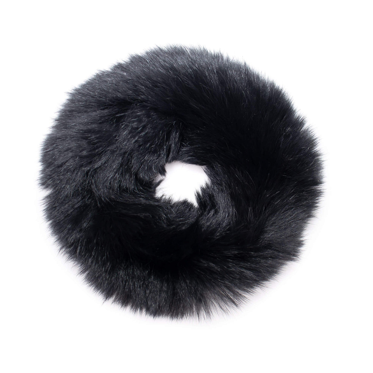 Black rex rabbit fur scrunchie