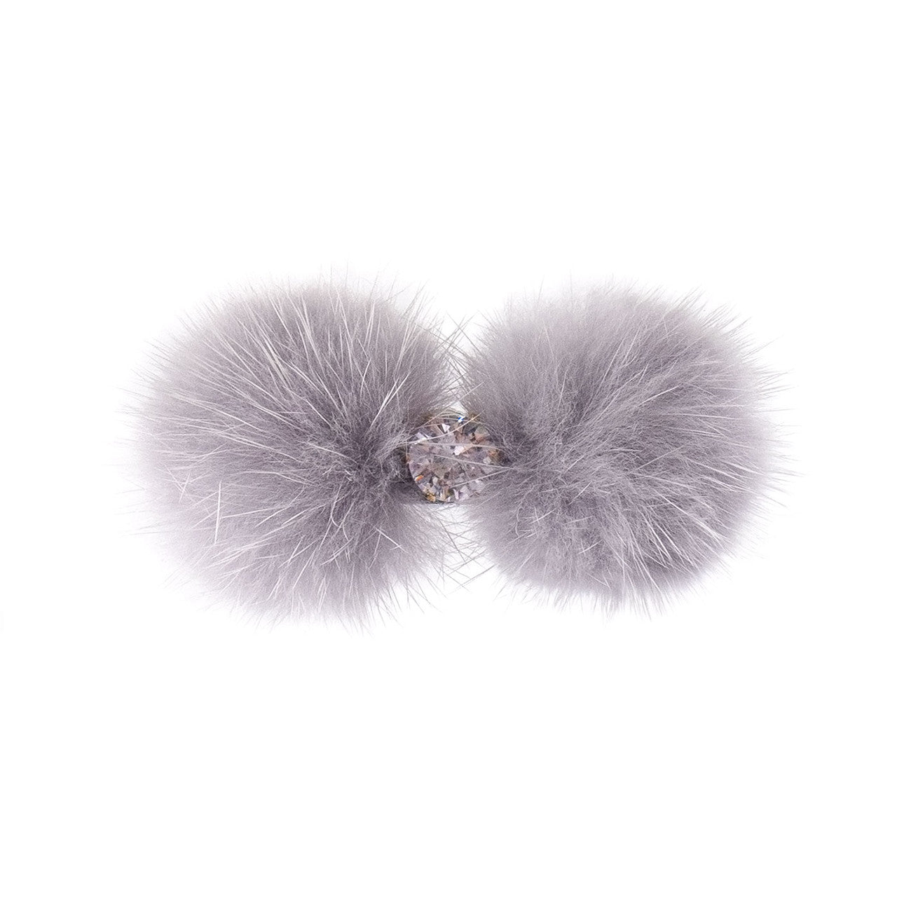 Grey Mink Bling Barrette