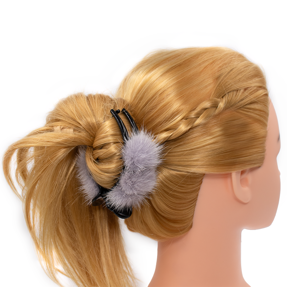 Hair Clip with Mink Poms