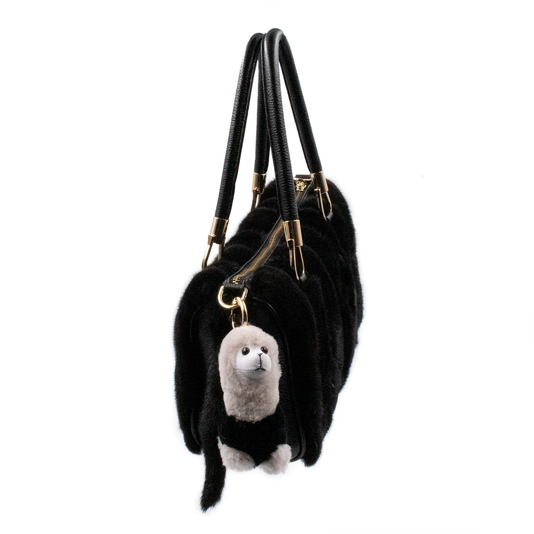 Black Shearling Alpaca Keychain