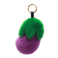  Rex Rabbit Fur Eggplant Keychain