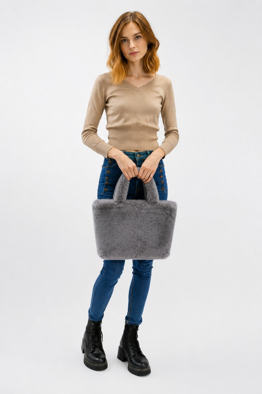 Faux Rex Rabbit Fur Handbag