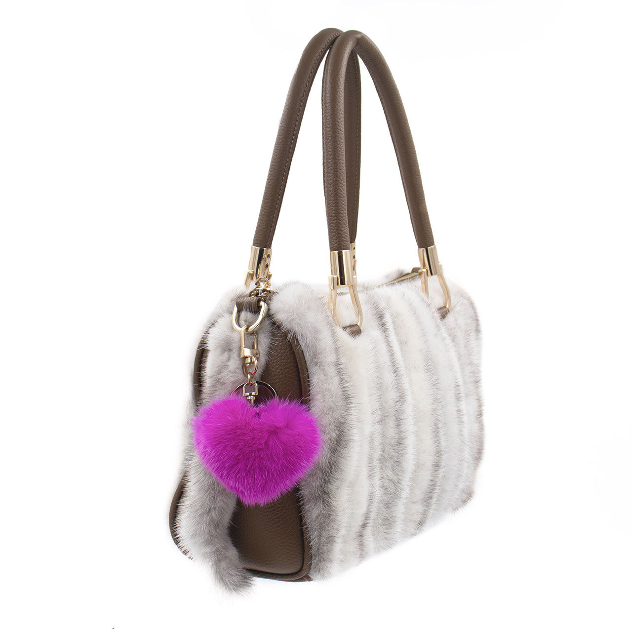 Mink Fur Heart Keychain