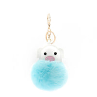 Rex Rabbit Fur pig keychain blue 