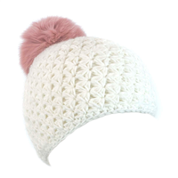 Children's Star Knit Beanie with Rabbit Fur Pom