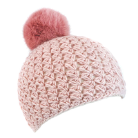 Children's Star Knit Beanie with Rabbit Fur Pom