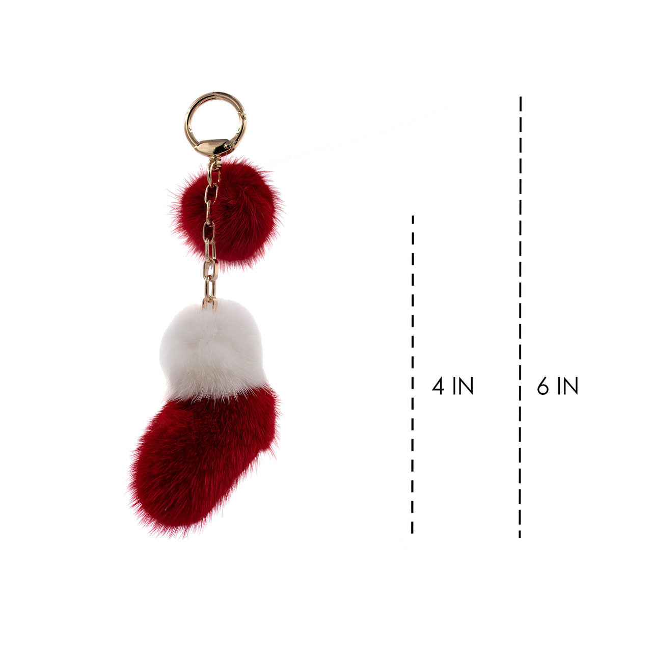 Mink Fur Plush Stocking Keychain Size Chart