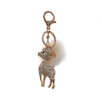 Mink Bling Lamb Keychain with White Pom