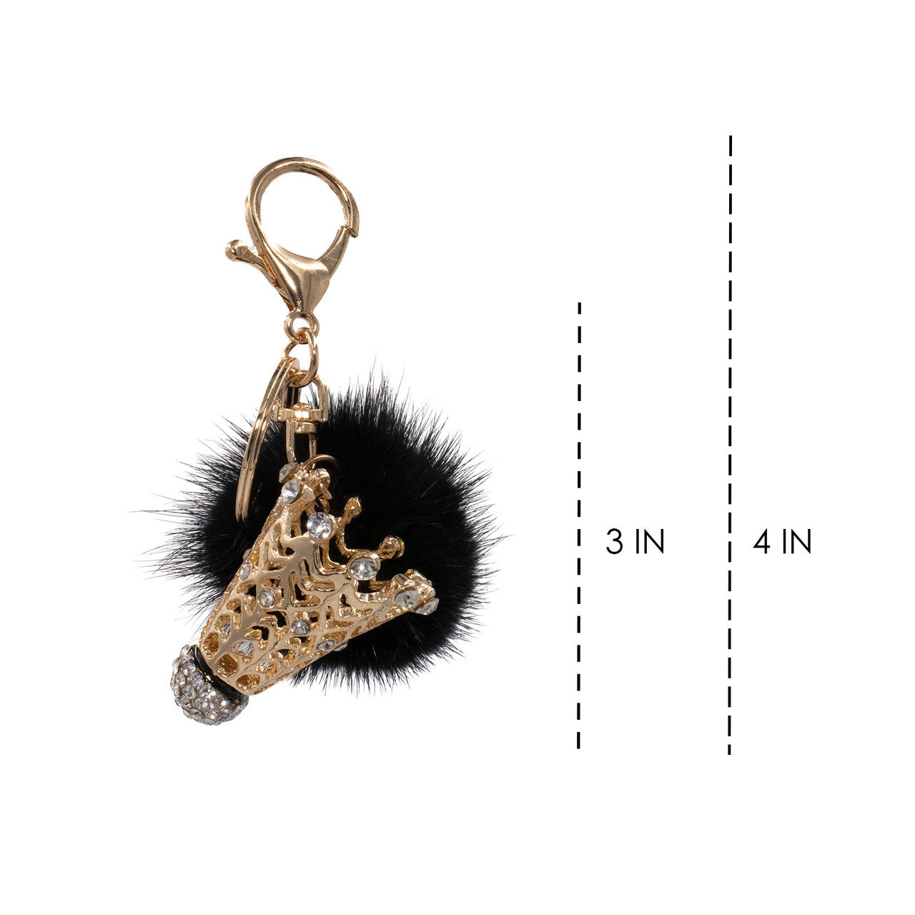 Mink Fur Bling Badminton Birdie Keychain Size Chart