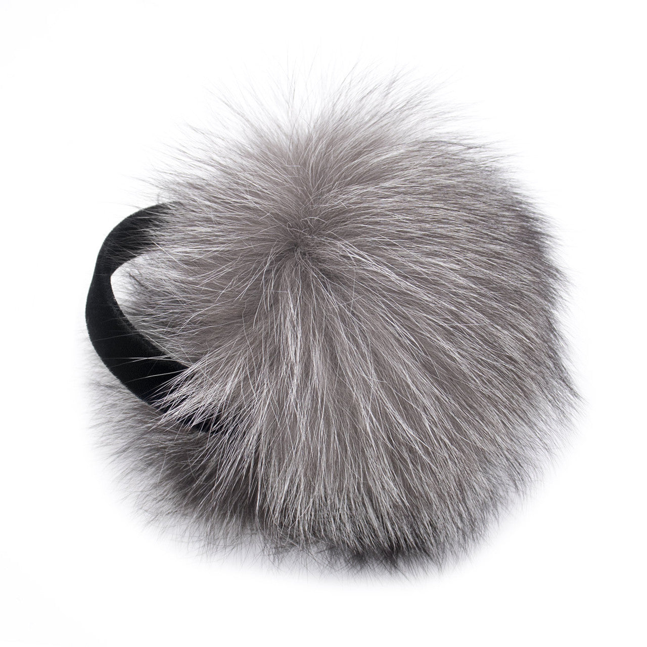 Fox Fur Earmuff with Velvet Band Blue Frost