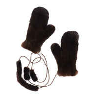 Mink Fur Mittens with Rope String