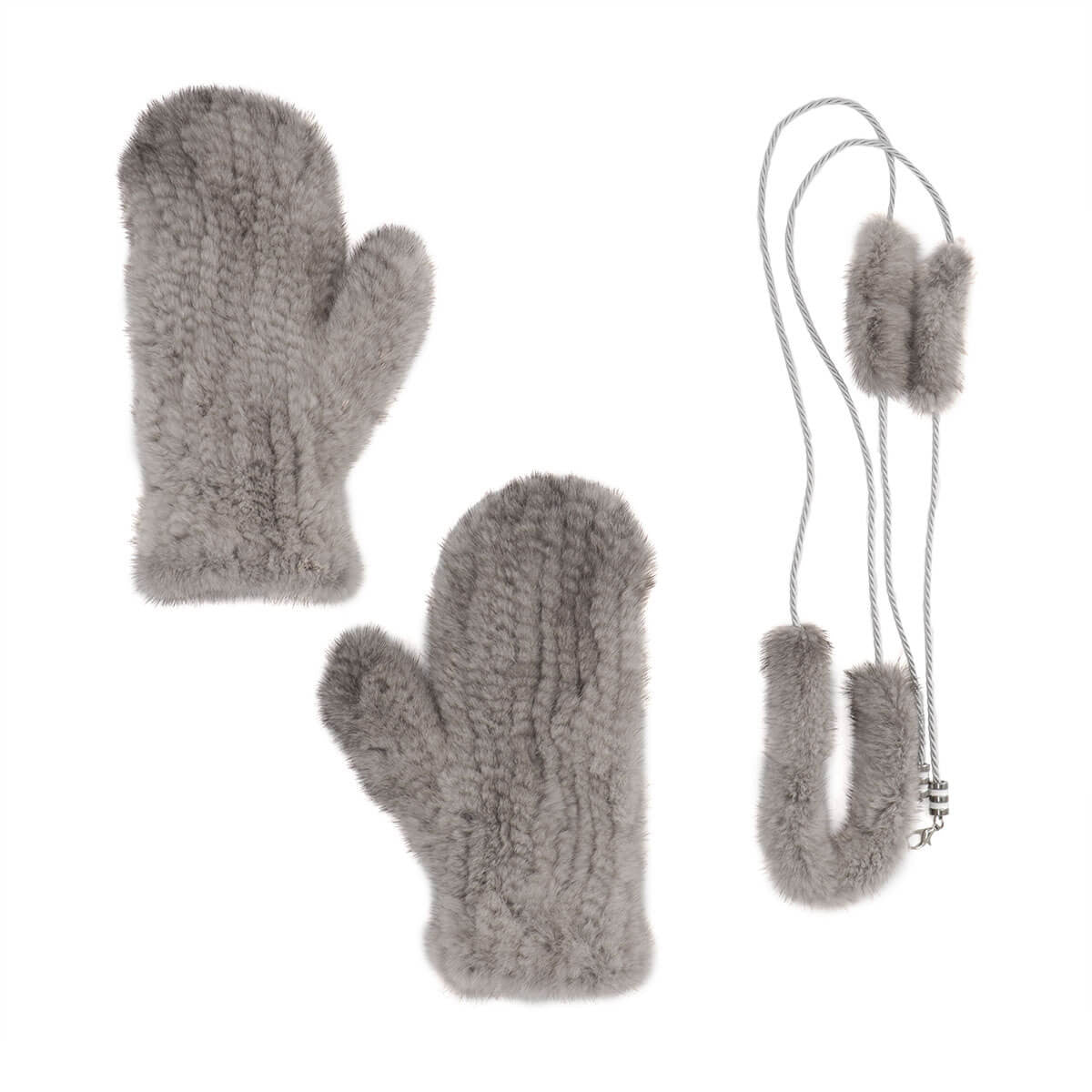 Mink Fur Mittens with Rope String