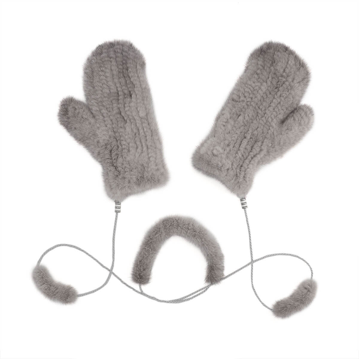 Mink Fur Mittens with Rope String