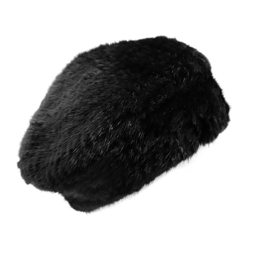 Surell Dark Brown Knitted Real Mink Fur Beret Hat Size OS (NWOT) Knitted Mink Beret – Alaska Fur Gallery, Inc main image 4