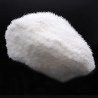 White Mink Spiral Knit beret