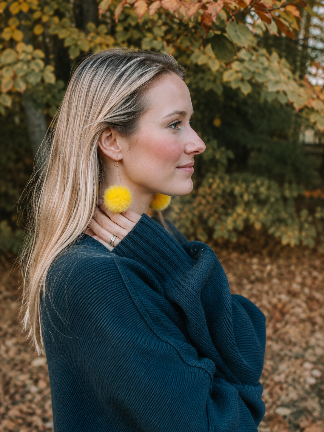 Mink Pom Earrings