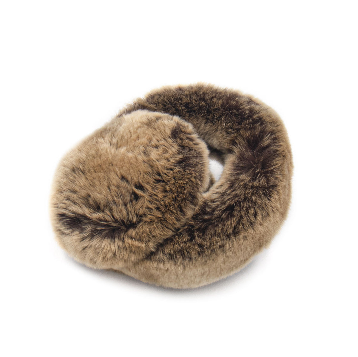 Surell Brown  Fur Earmuffs with Black Band Long Haired Rabbit Earmuff with Velvet Band – Surell Accessories main image 2