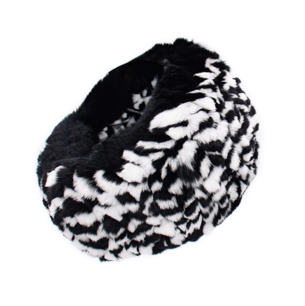 Black and white real fur headband