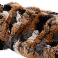 Brown Multi Rex Rabbit Fur Double Loop Infinity Scarf Detail Shot