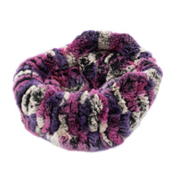 Pink & Purple Rex Rabbit Fur Double Loop Infinity Scarf 