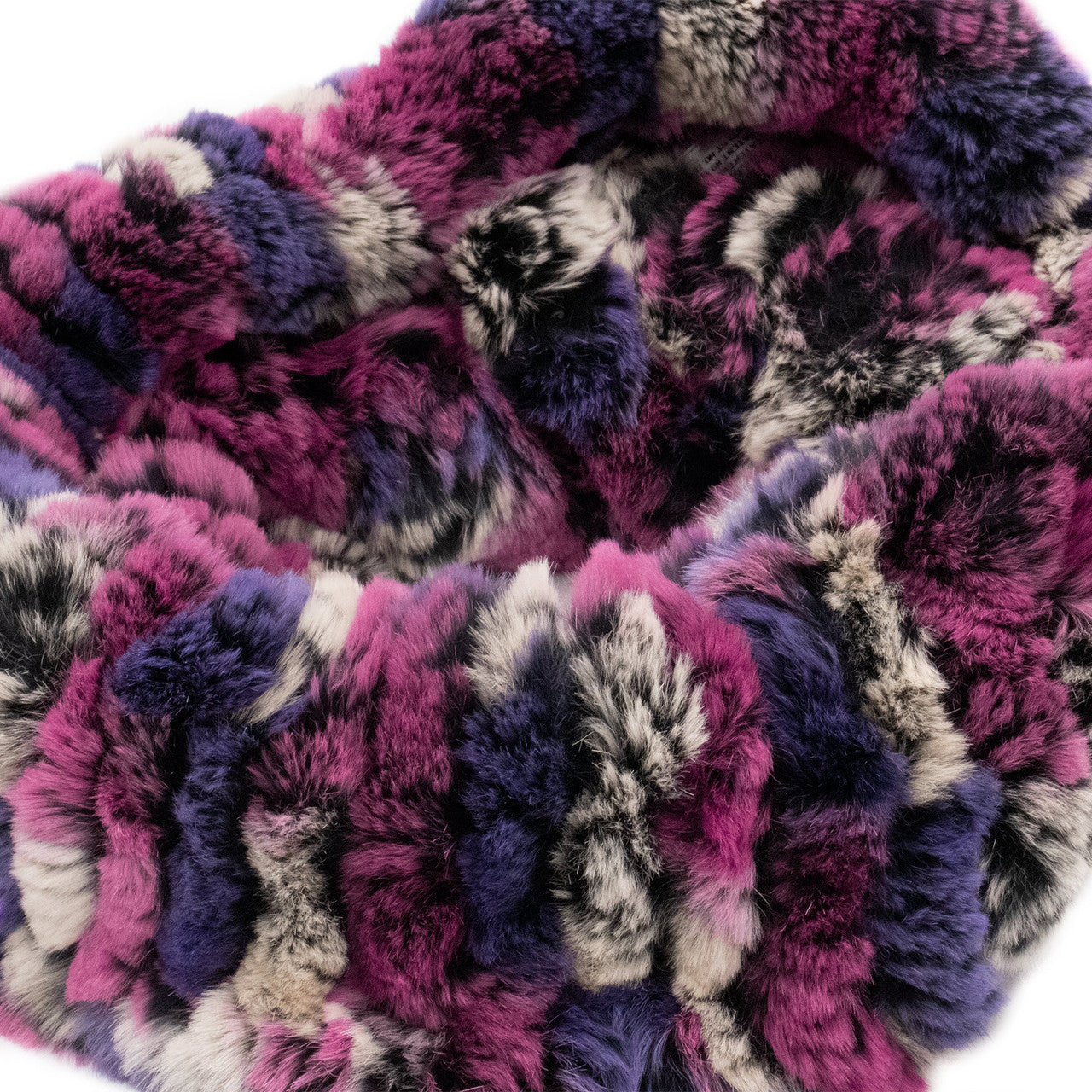 Pink & Purple Rex Rabbit Fur Double Loop Infinity Scarf Detail