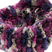 Pink & Purple Rex Rabbit Fur Double Loop Infinity Scarf Detail