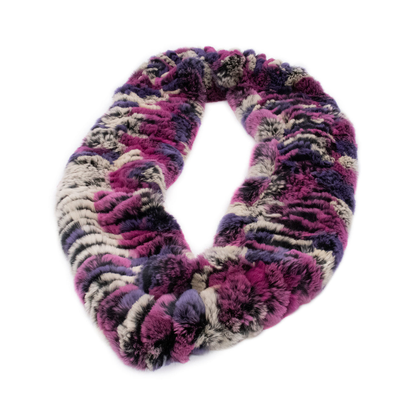 Pink & Purple Rex Rabbit Fur Double Loop Infinity Scarf 