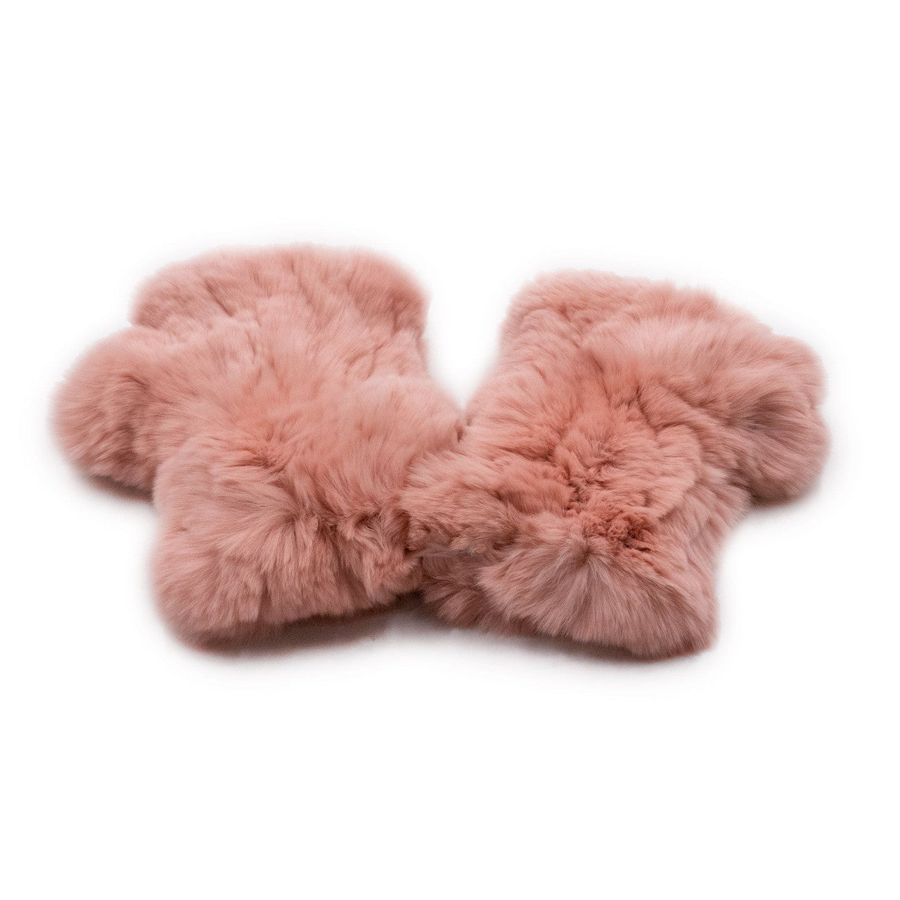 Pale Pink Rex Rabbit Fur Mittens