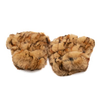 Leopard Rex Rabbit Fur Fingerless Gloves