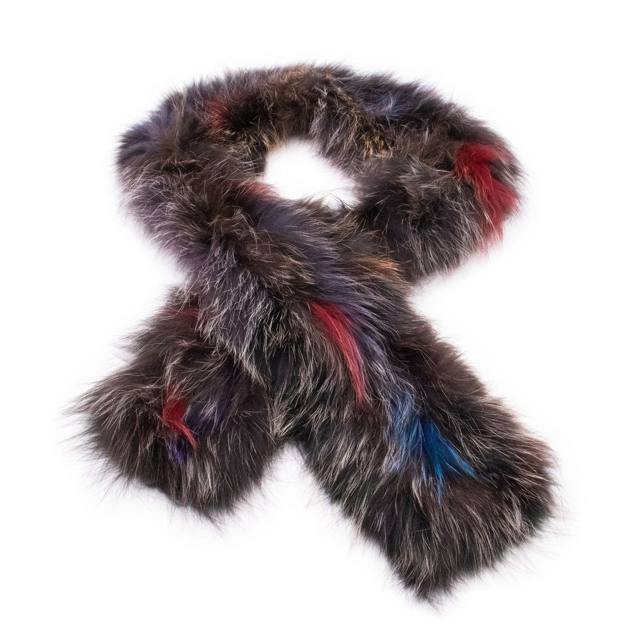 Fox Fur Knit Scarf Multi