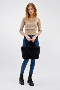 Faux Rex Rabbit Fur Handbag