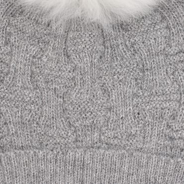 Close up of gray knitted alpaca wool