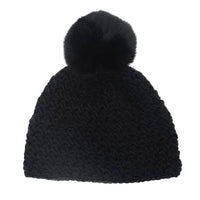 Children's Star Knit Hat with Rabbit Fur Pom