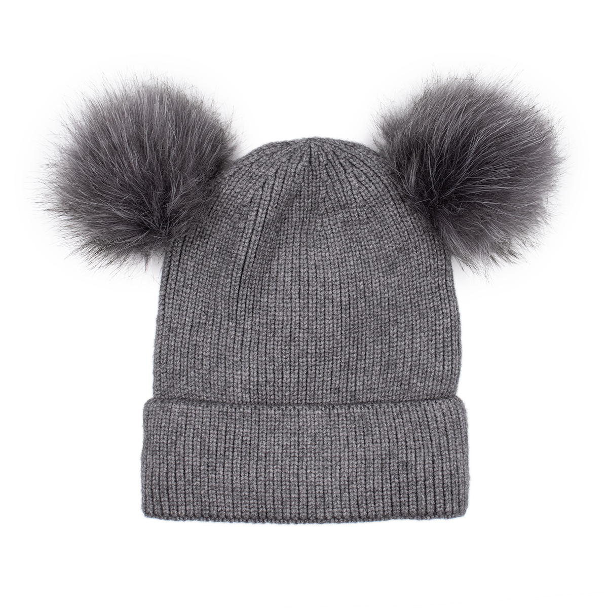 Shop Kids Knit Hat with Faux Fur Poms | Winter Hats for  display picture 1