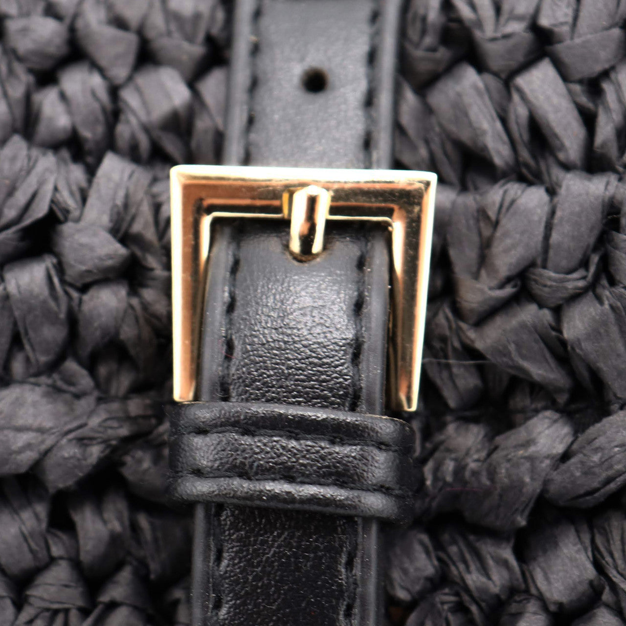 Black Straw Fanny Pack Buckle