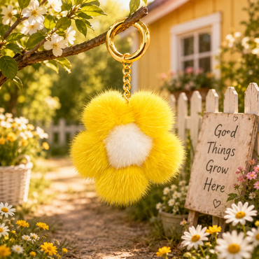 Small Mink Fur Flower Keychain