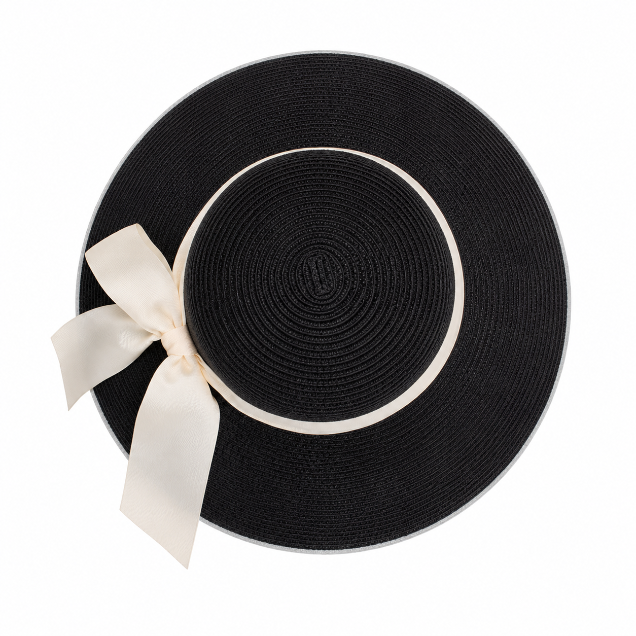 Straw Hepburn Hat with Ribbon